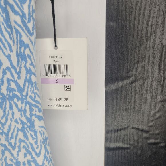 NWT Calvin Klein Blue and White Pencil Dress Size 6 - Picture 3 of 4